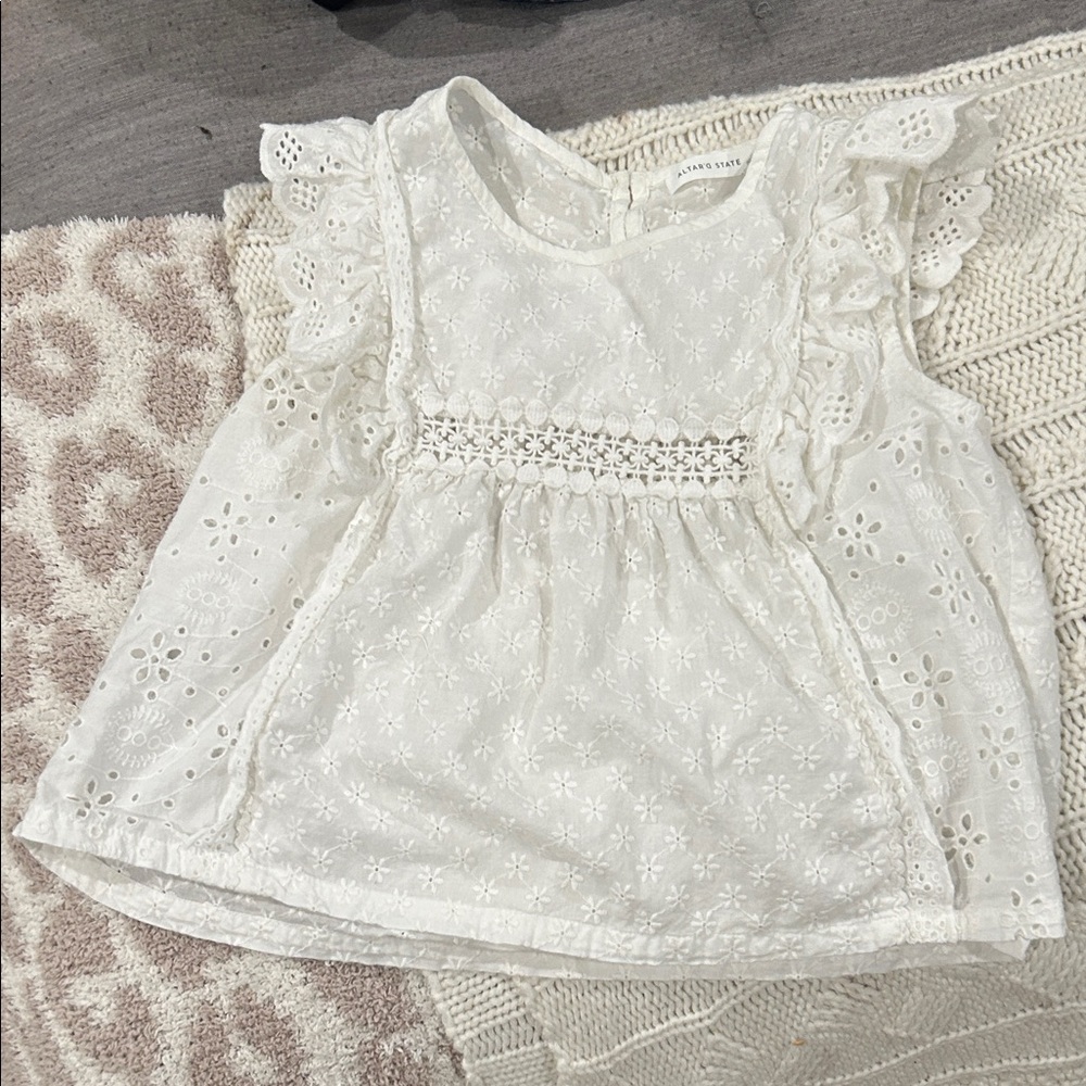 Alter’D State XS White Eyelet Lace Baby Dress